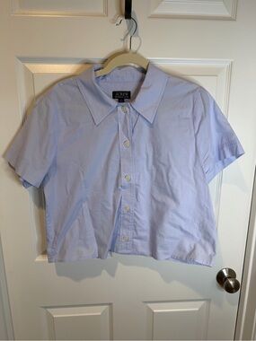 J. Crew Light Blue Cropped Button-Up Shirt